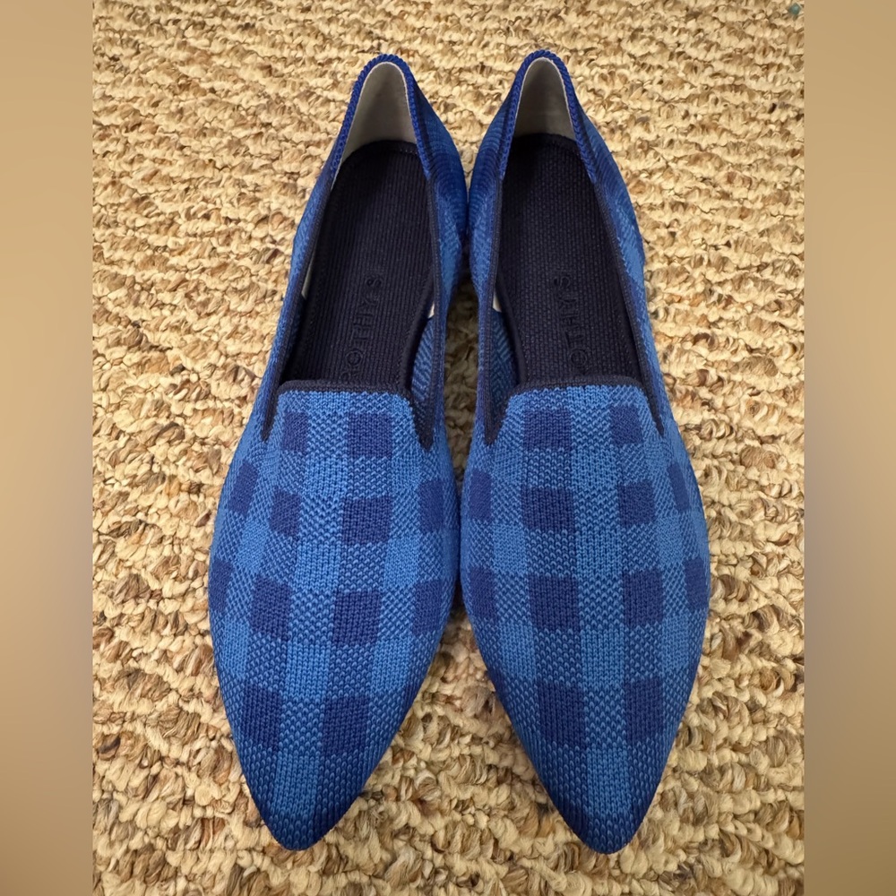 NWOB! RARE Rothy’s Pointed Toe Loafer in Lazuli Gingham | Size 6